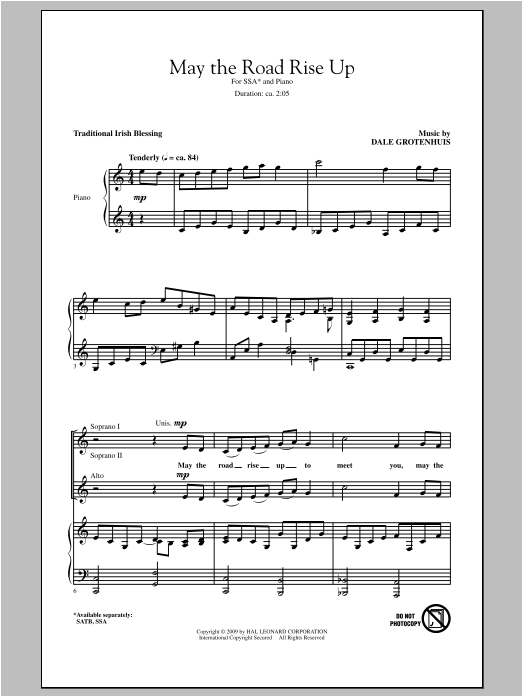 Traditional May The Road Rise Up (arr. Dale Grotenhuis) Sheet Music Notes & Chords for SATB - Download or Print PDF