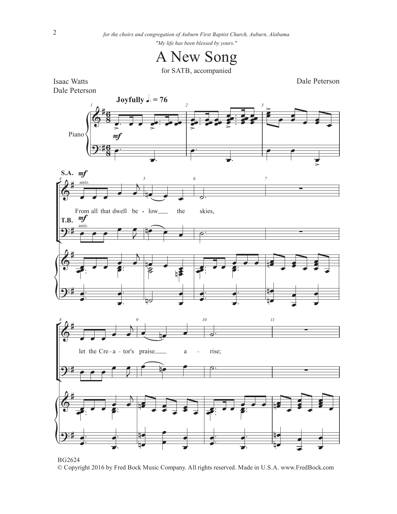 Dale Peterson A New Song Sheet Music Notes & Chords for Choral - Download or Print PDF