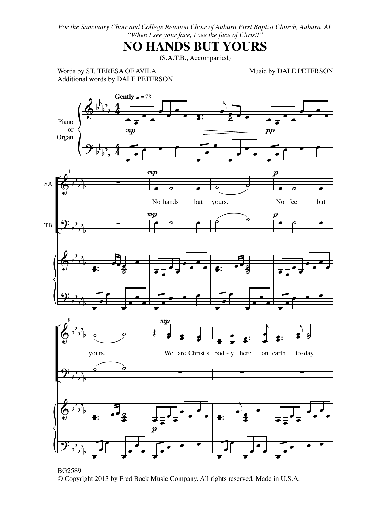 Dale Peterson No Hands But Yours Sheet Music Notes & Chords for SATB Choir - Download or Print PDF