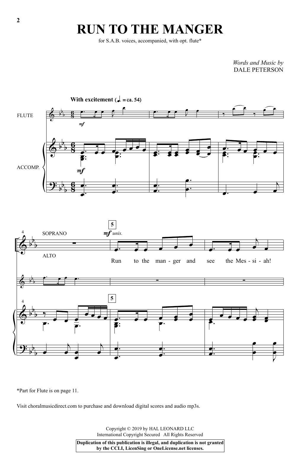 Dale Peterson Run To The Manger Sheet Music Notes & Chords for Choir - Download or Print PDF
