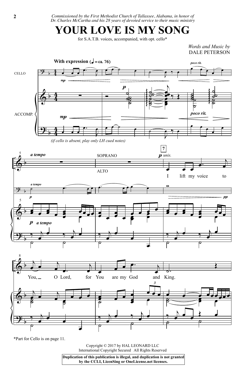 Dale Peterson Your Love Is My Song Sheet Music Notes & Chords for SATB - Download or Print PDF