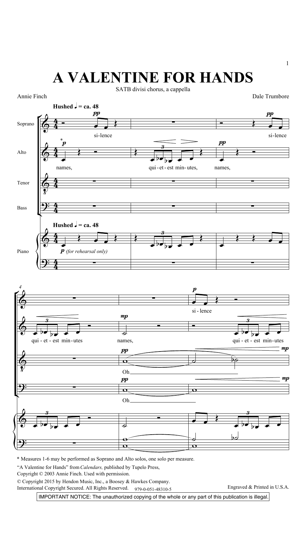 Dale Trumbore A Valentine For Hands Sheet Music Notes & Chords for SATB Choir - Download or Print PDF