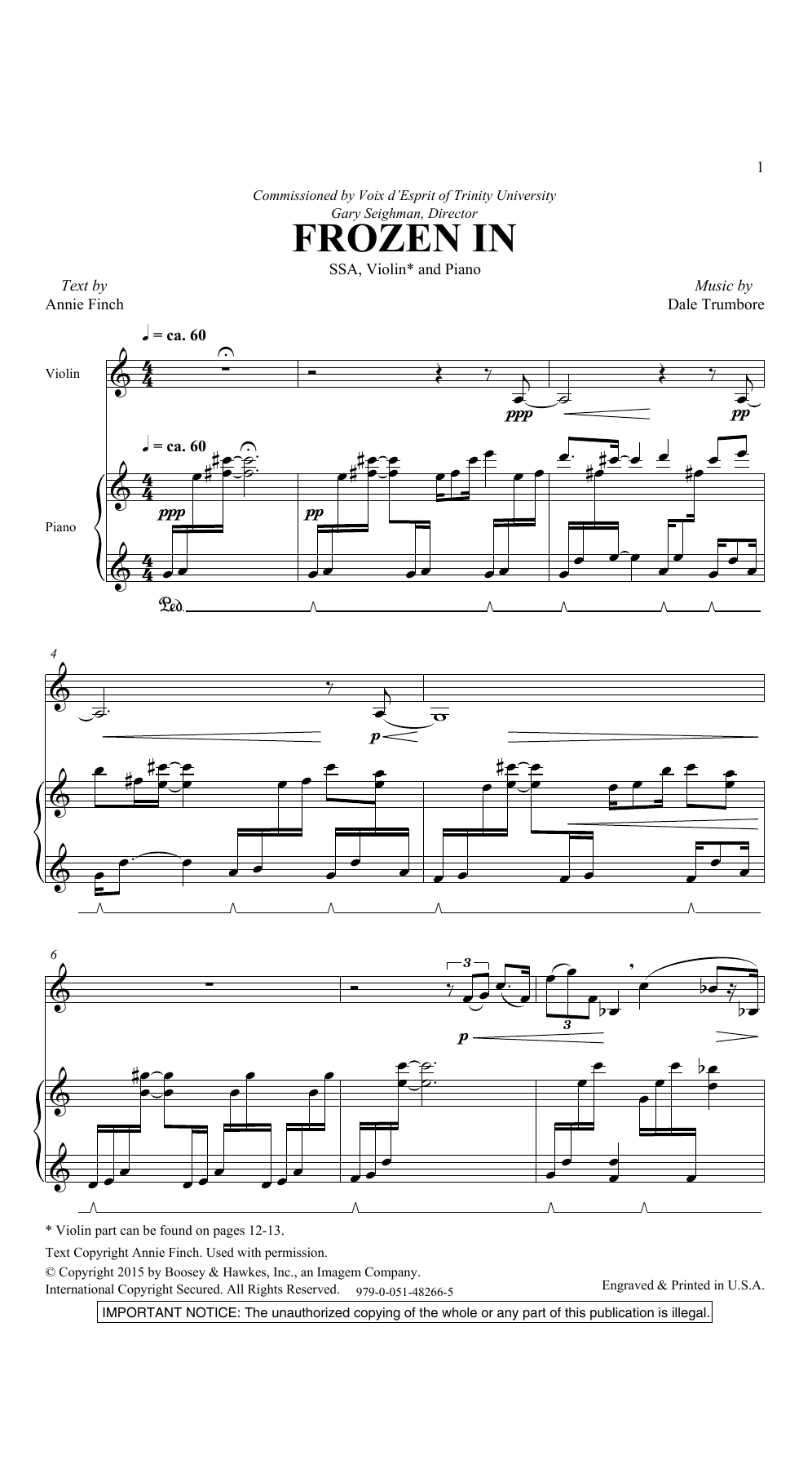 Dale Trumbore Frozen In Sheet Music Notes & Chords for SSA Choir - Download or Print PDF