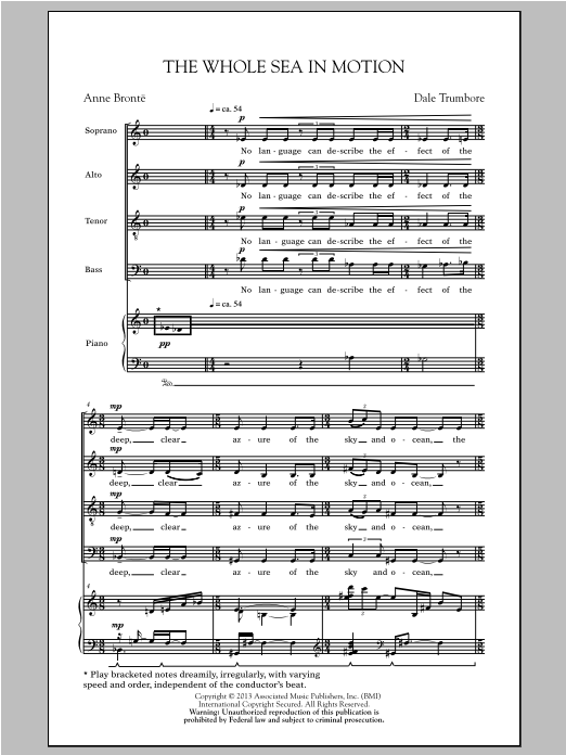 Dale Trumbore The Whole Sea In Motion Sheet Music Notes & Chords for SATB - Download or Print PDF