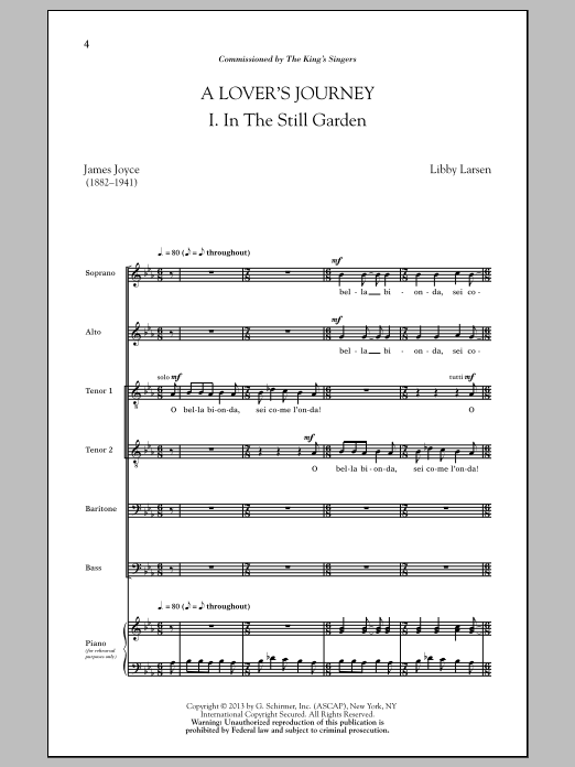 James Joyce A Lover's Journey (arr. Dale Warland) Sheet Music Notes & Chords for SATB - Download or Print PDF