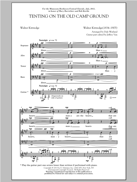 Dale Warland Tenting On The Old Camp Ground Sheet Music Notes & Chords for SATB - Download or Print PDF