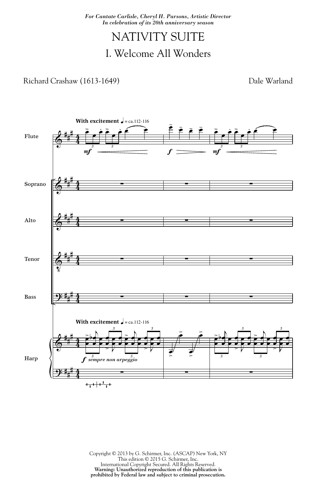 Dale Warland Welcome All Wonders Sheet Music Notes & Chords for SATB - Download or Print PDF