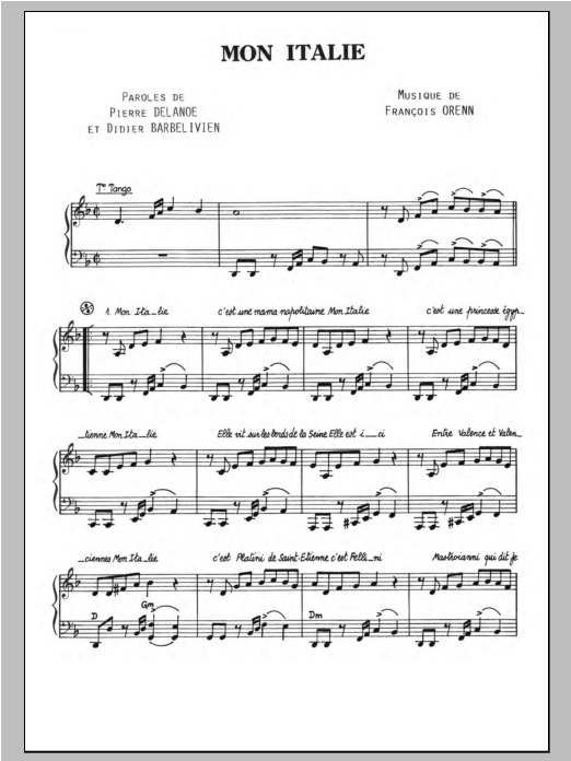 Dalida Mon Italie Sheet Music Notes & Chords for Piano & Vocal - Download or Print PDF