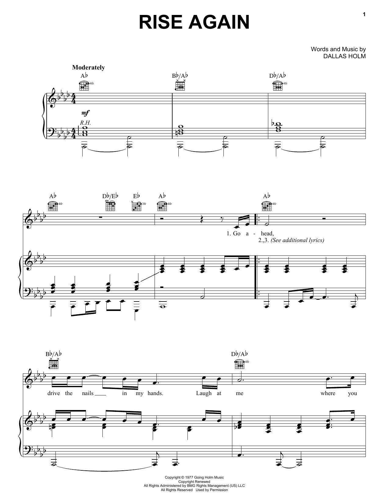 Dallas Holm Rise Again Sheet Music Notes & Chords for Easy Guitar - Download or Print PDF