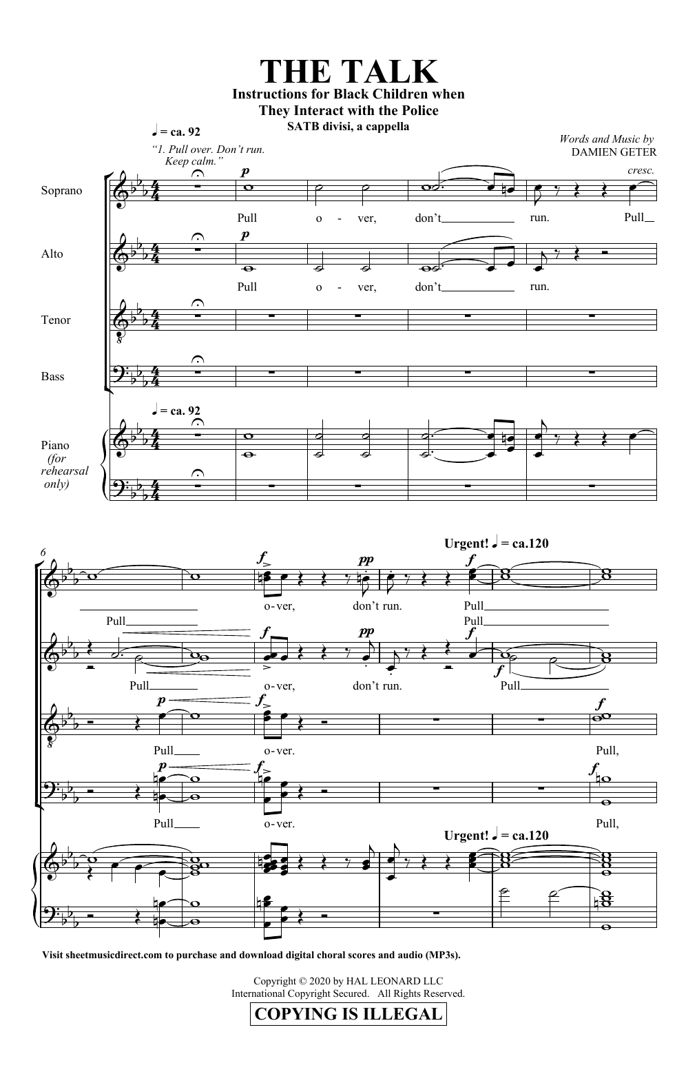 Damien Geter The Talk Sheet Music Notes & Chords for SATB Choir - Download or Print PDF