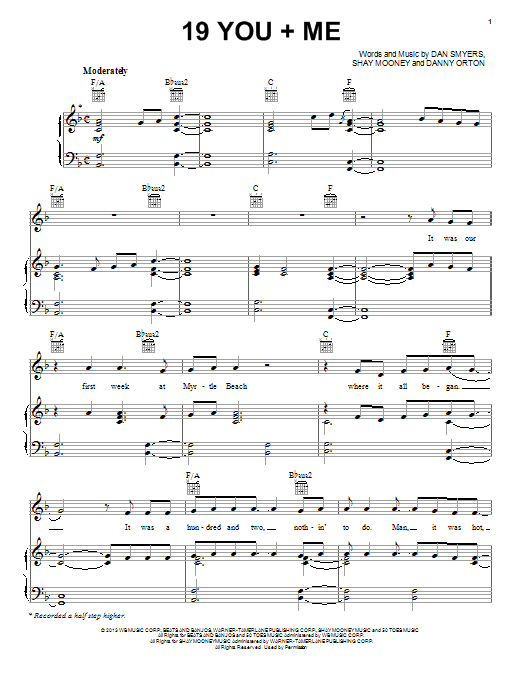 Dan + Shay 19 You + Me Sheet Music Notes & Chords for Piano, Vocal & Guitar (Right-Hand Melody) - Download or Print PDF