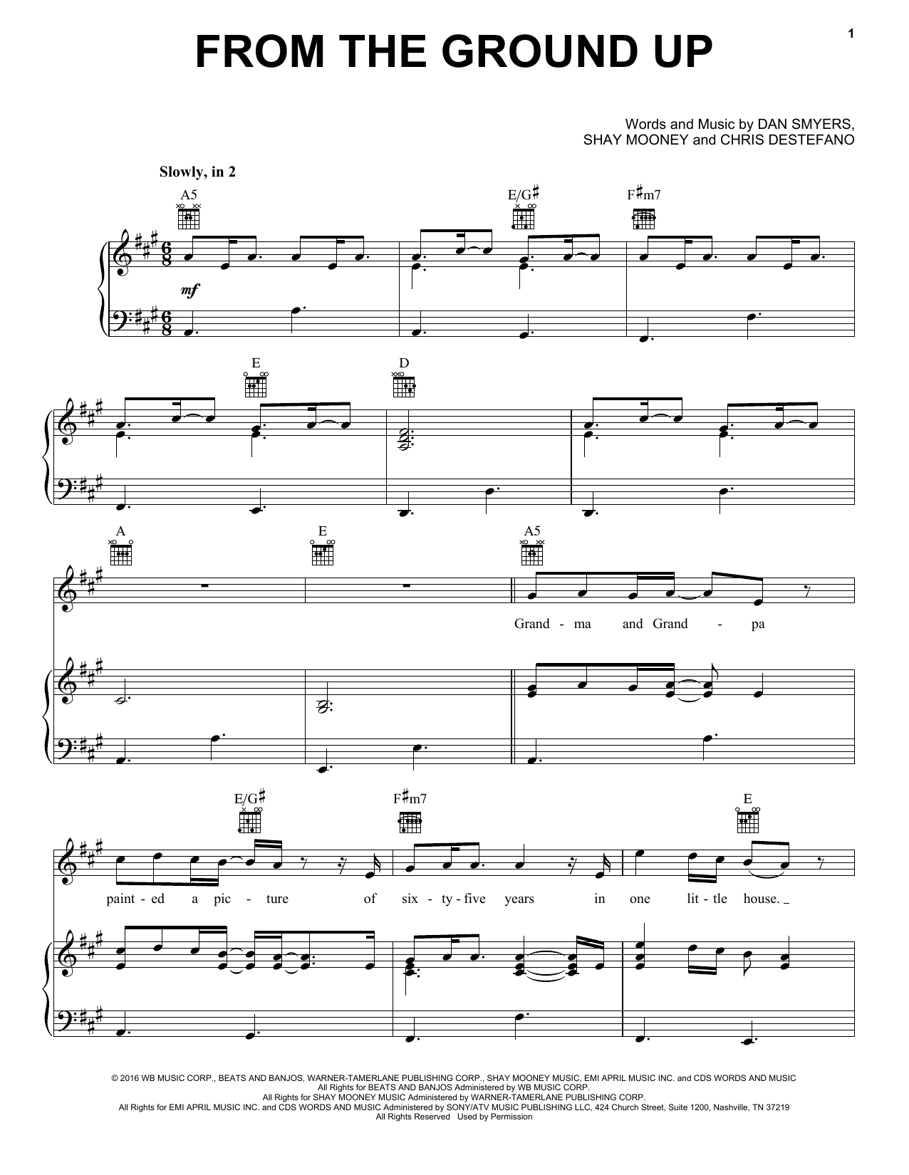 Dan + Shay From The Ground Up Sheet Music Notes & Chords for Melody Line, Lyrics & Chords - Download or Print PDF