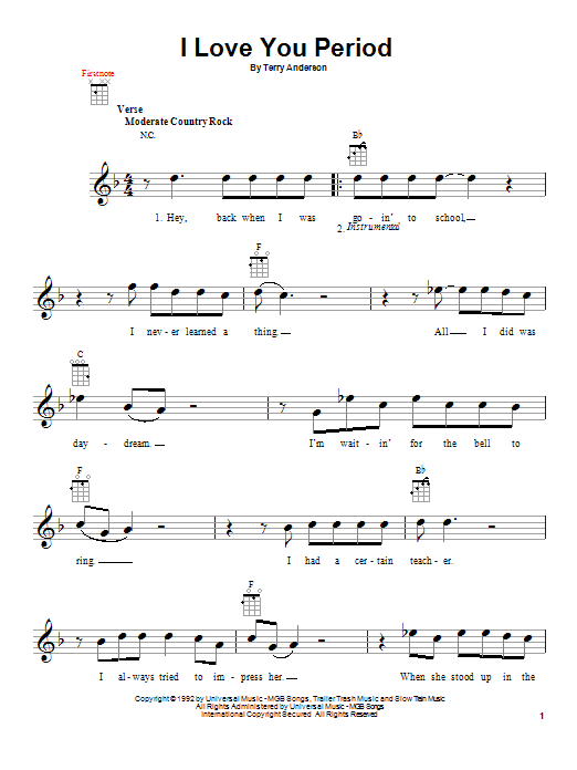 Dan Baird I Love You Period Sheet Music Notes & Chords for Ukulele - Download or Print PDF