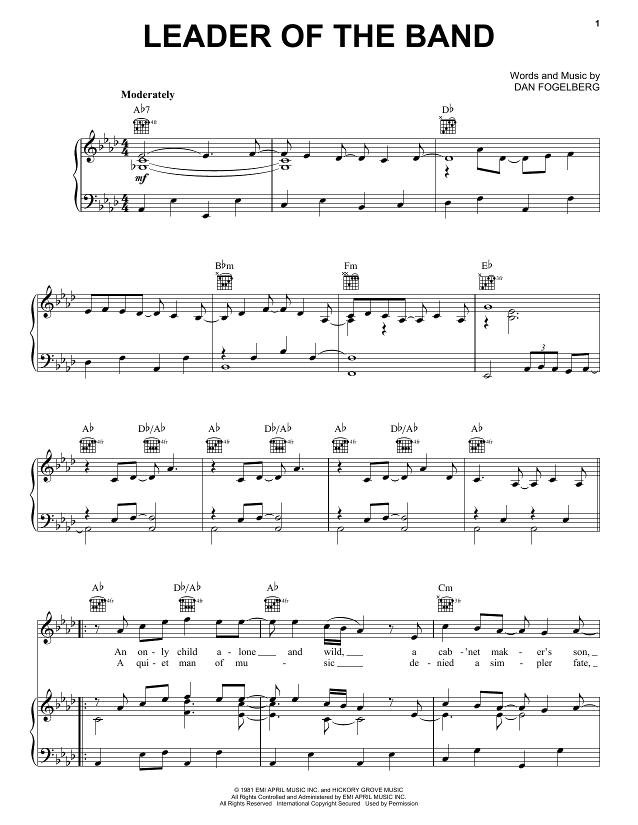 Dan Fogelberg Leader Of The Band Sheet Music Notes & Chords for Guitar Tab - Download or Print PDF