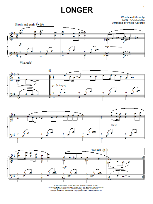 Dan Fogelberg Longer Sheet Music Notes & Chords for Piano - Download or Print PDF