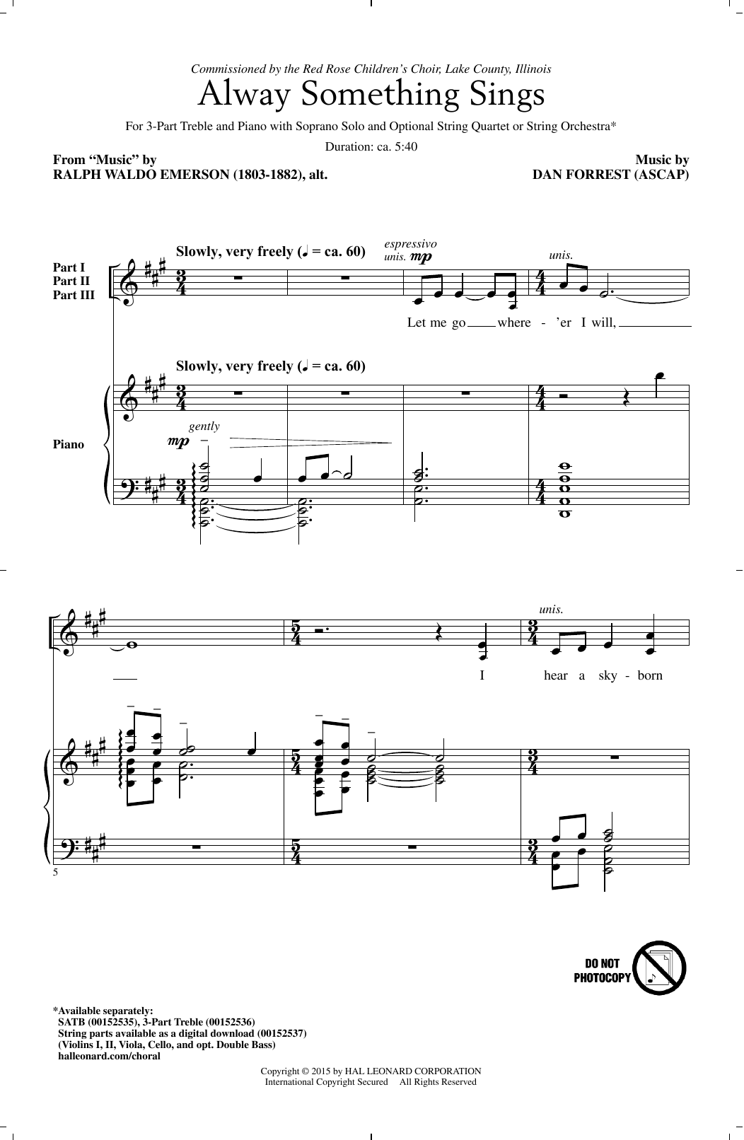 Dan Forrest Alway Something Sings Sheet Music Notes & Chords for TTBB - Download or Print PDF