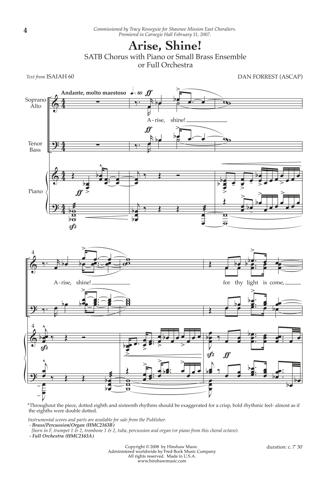 Dan Forrest Arise, Shine Sheet Music Notes & Chords for SATB Choir - Download or Print PDF