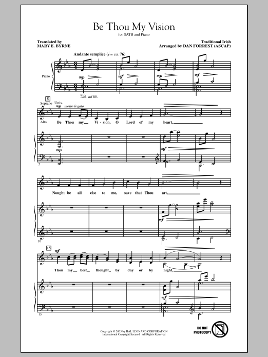 Dan Forrest Be Thou My Vision Sheet Music Notes & Chords for SSA - Download or Print PDF