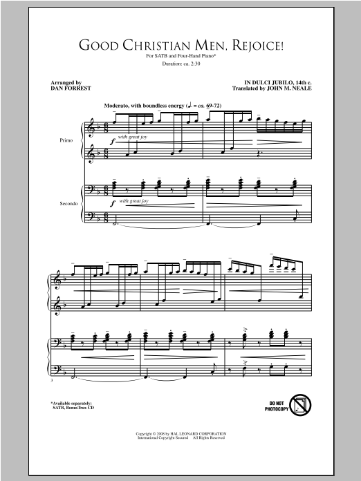 Dan Forrest Good Christian Men, Rejoice Sheet Music Notes & Chords for SATB - Download or Print PDF
