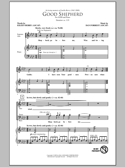 Dan Forrest Good Shepherd Sheet Music Notes & Chords for SATB - Download or Print PDF