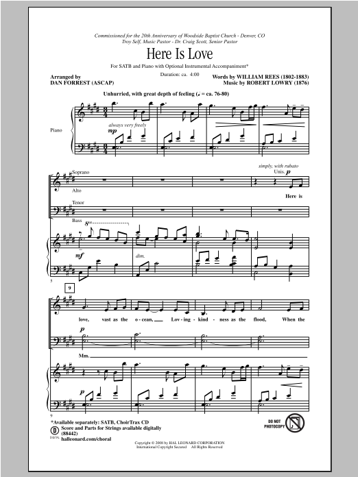 Dan Forrest Here Is Love Sheet Music Notes & Chords for SATB - Download or Print PDF