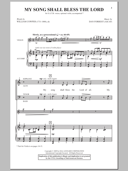 Dan Forrest My Song Shall Bless The Lord Sheet Music Notes & Chords for SATB - Download or Print PDF