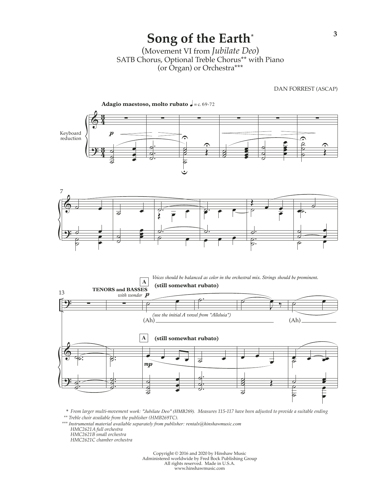 Dan Forrest Song Of The Earth (Movement VI) (from Jubilate Deo) Sheet Music Notes & Chords for SATB Choir - Download or Print PDF