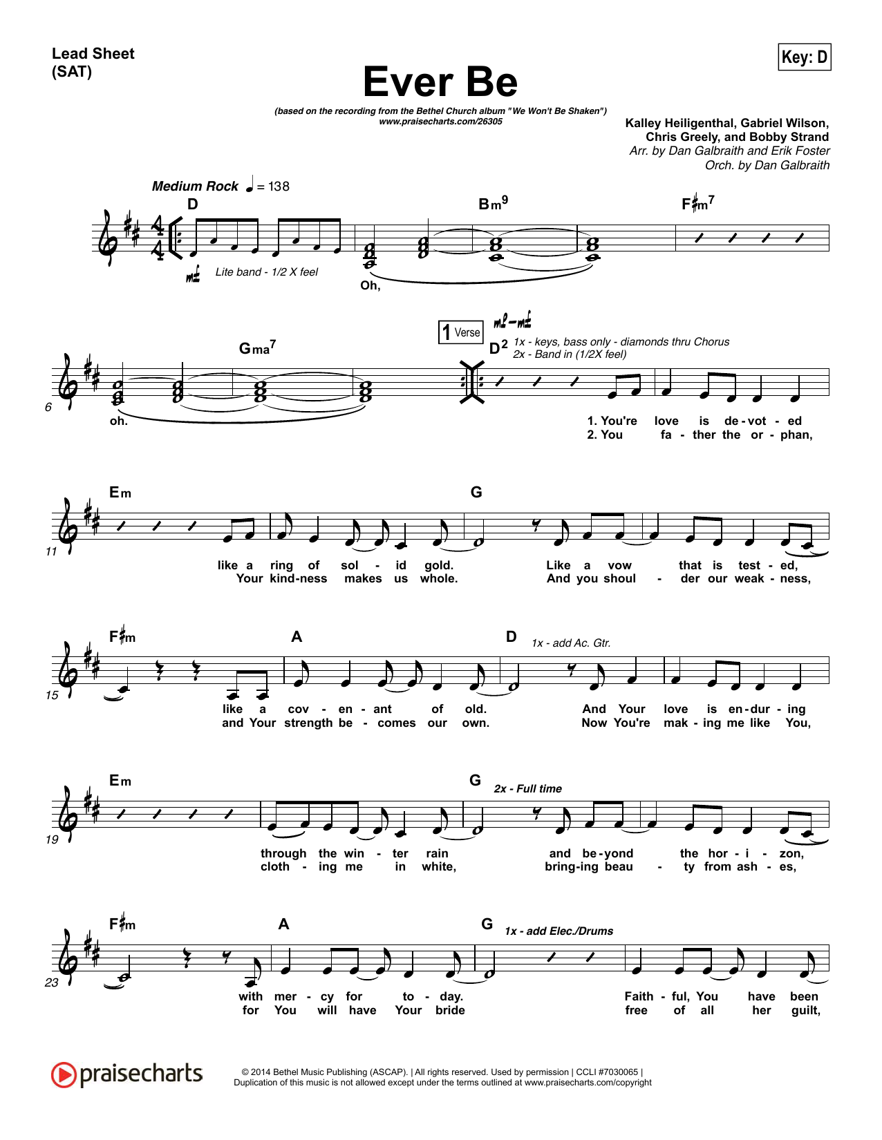Dan Galbraith / Erik Foster Ever Be Sheet Music Notes & Chords for Lead Sheet / Fake Book - Download or Print PDF