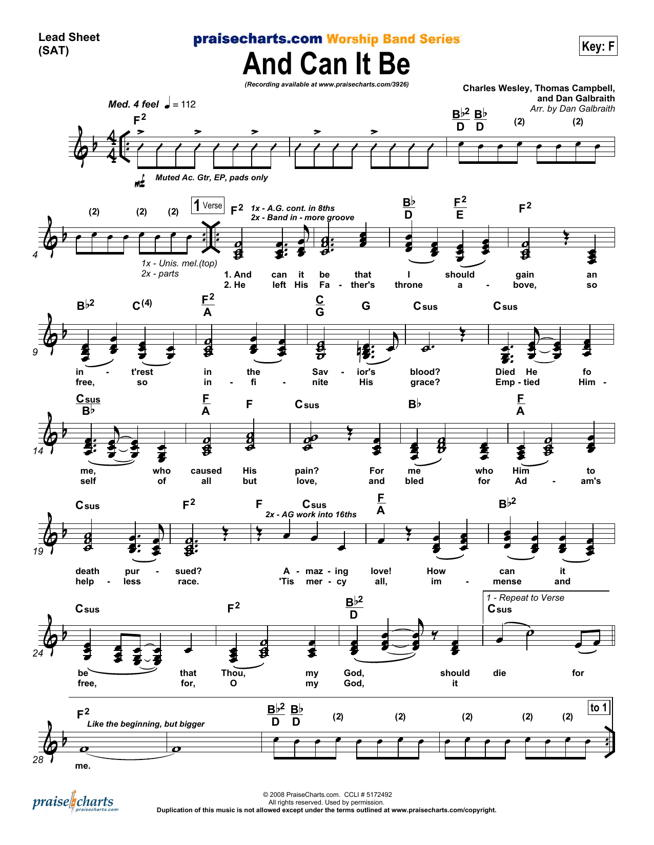 Dan Galbraith And Can It Be Sheet Music Notes & Chords for Lead Sheet / Fake Book - Download or Print PDF