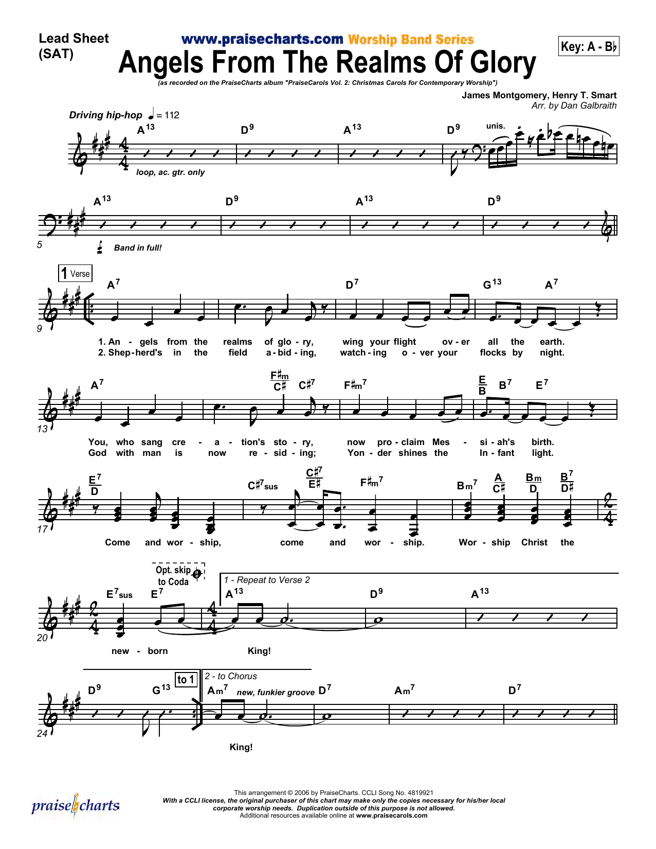 Dan Galbraith Angels From the Realms of Glory Sheet Music Notes & Chords for Lead Sheet / Fake Book - Download or Print PDF