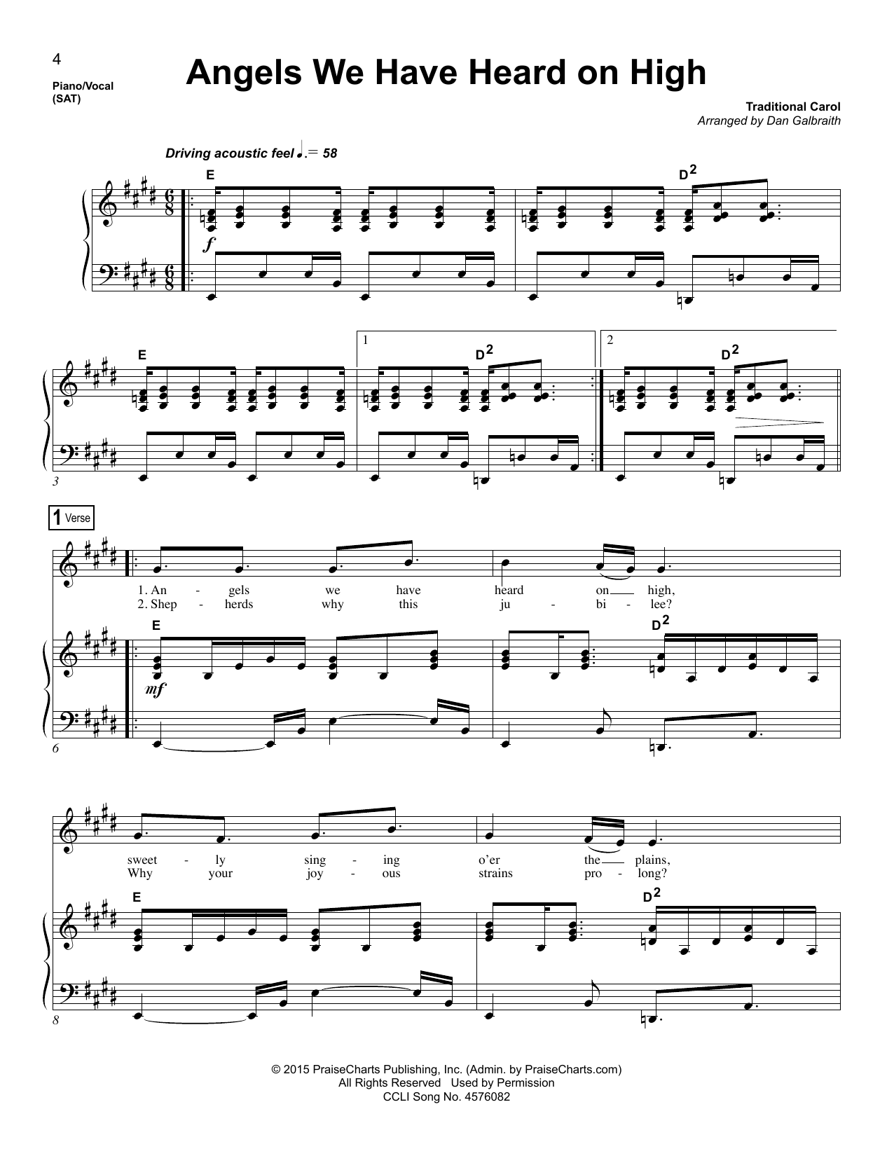 Dan Galbraith Angels We Have Heard on High Sheet Music Notes & Chords for Lead Sheet / Fake Book - Download or Print PDF