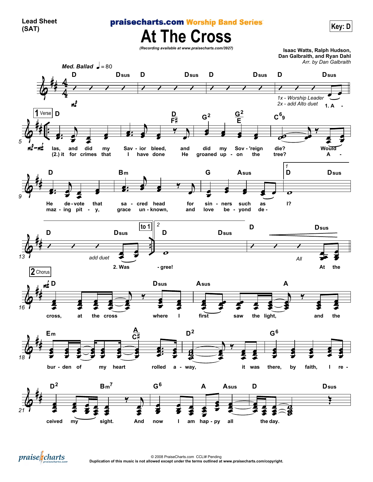 Dan Galbraith At the Cross Sheet Music Notes & Chords for Lead Sheet / Fake Book - Download or Print PDF