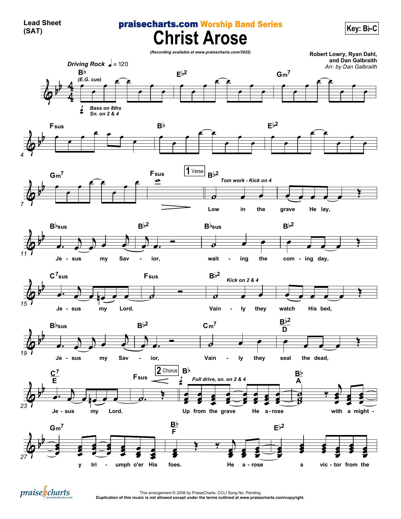 Dan Galbraith Christ Arose Sheet Music Notes & Chords for Lead Sheet / Fake Book - Download or Print PDF