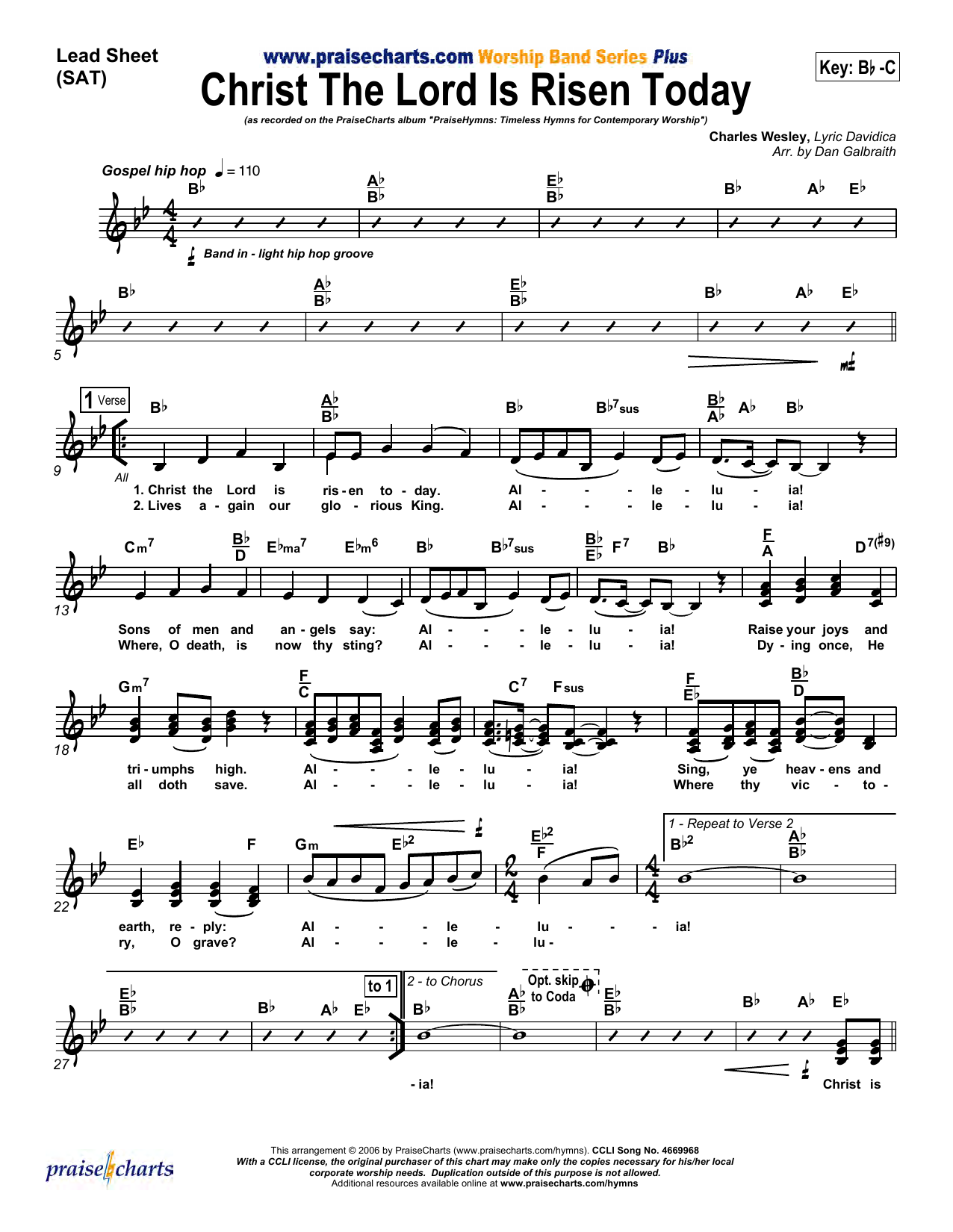 Dan Galbraith Christ the Lord Is Risen Today Sheet Music Notes & Chords for Lead Sheet / Fake Book - Download or Print PDF