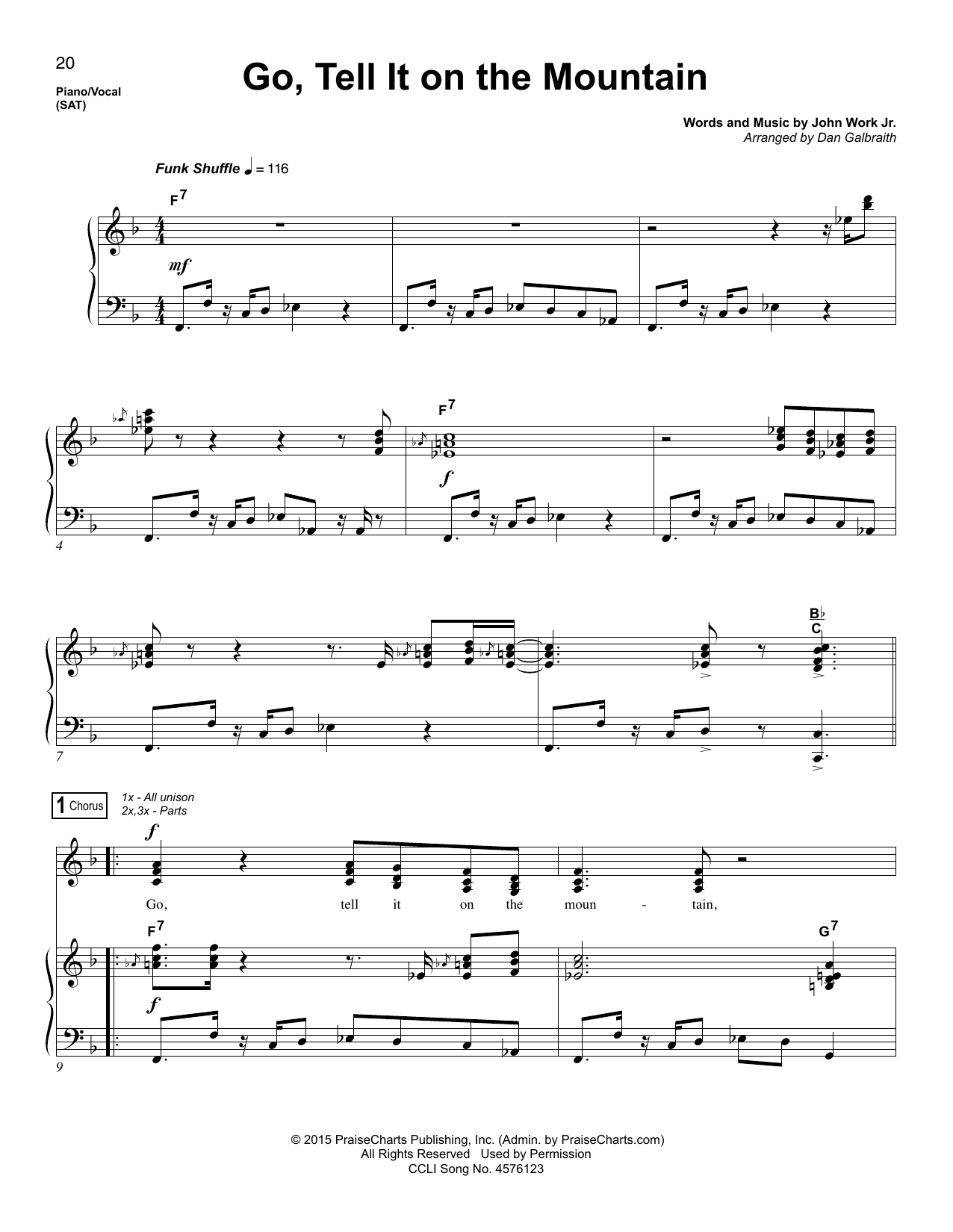 Dan Galbraith Go, Tell It On The Mountain Sheet Music Notes & Chords for Piano & Vocal - Download or Print PDF