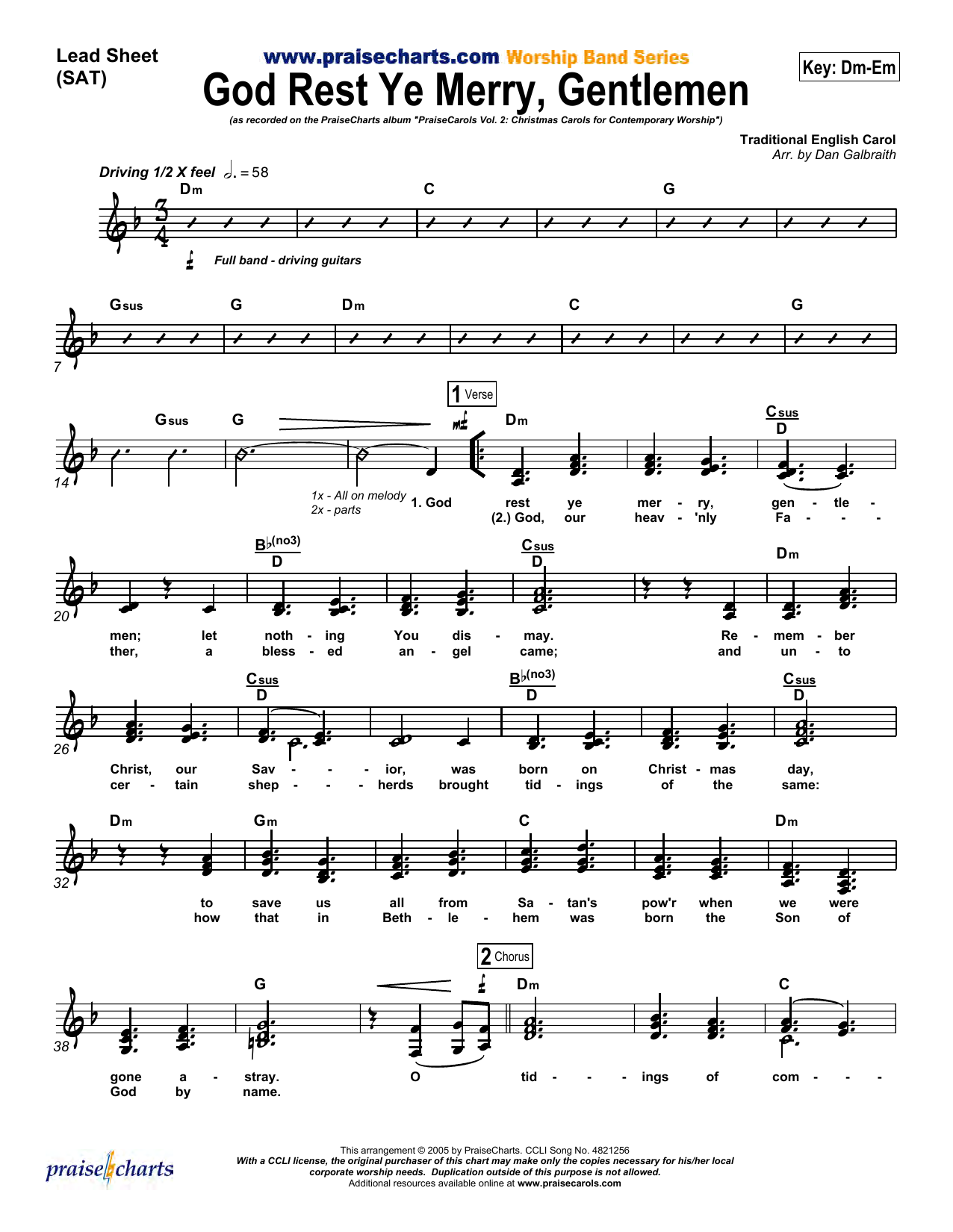 Dan Galbraith God Rest Ye Merry Gentlemen Sheet Music Notes & Chords for Lead Sheet / Fake Book - Download or Print PDF