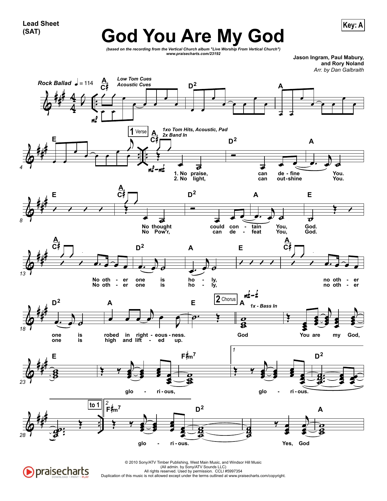 Dan Galbraith God You Are My God Sheet Music Notes & Chords for Lead Sheet / Fake Book - Download or Print PDF