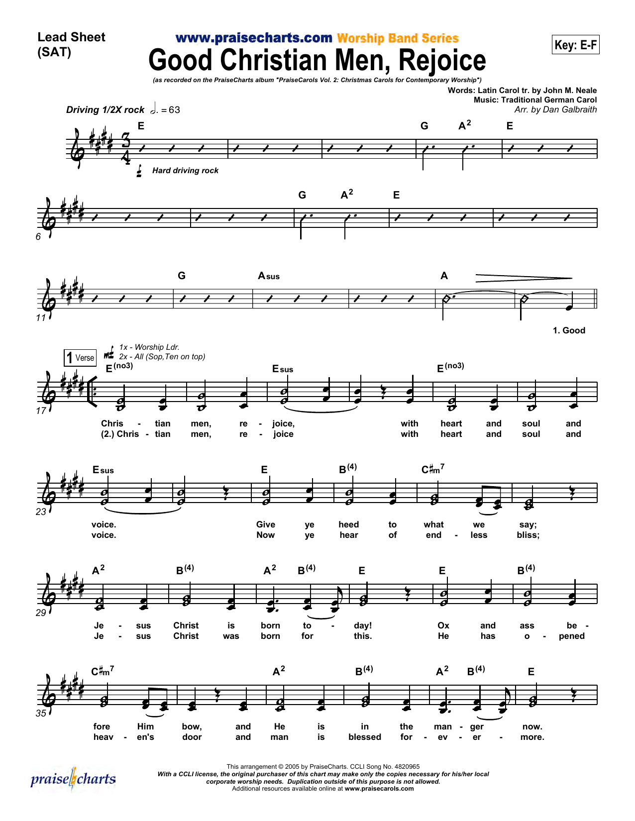 Dan Galbraith Good Christian Men Rejoice Sheet Music Notes & Chords for Lead Sheet / Fake Book - Download or Print PDF