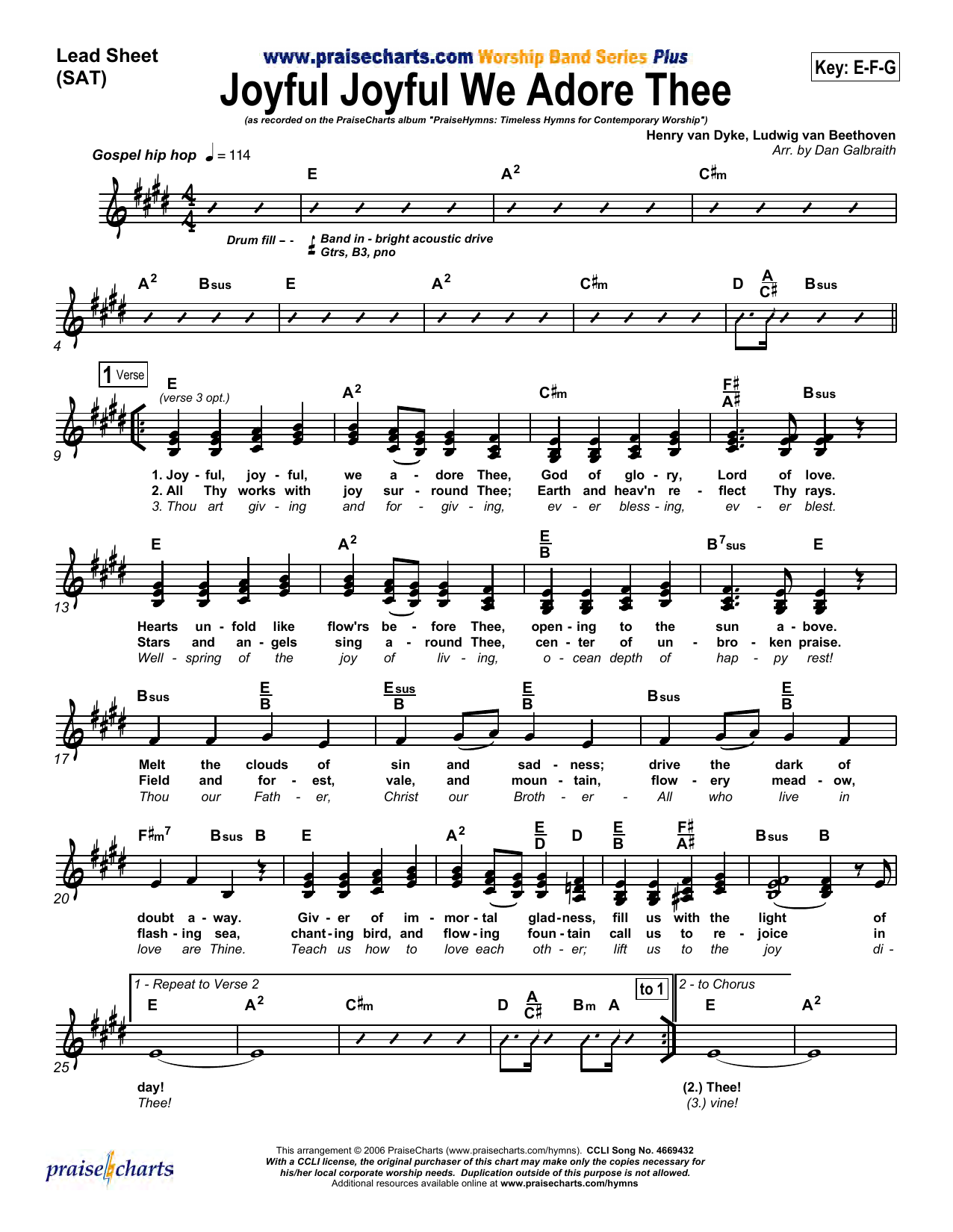 Dan Galbraith Joyful Joyful We Adore Thee Sheet Music Notes & Chords for Lead Sheet / Fake Book - Download or Print PDF