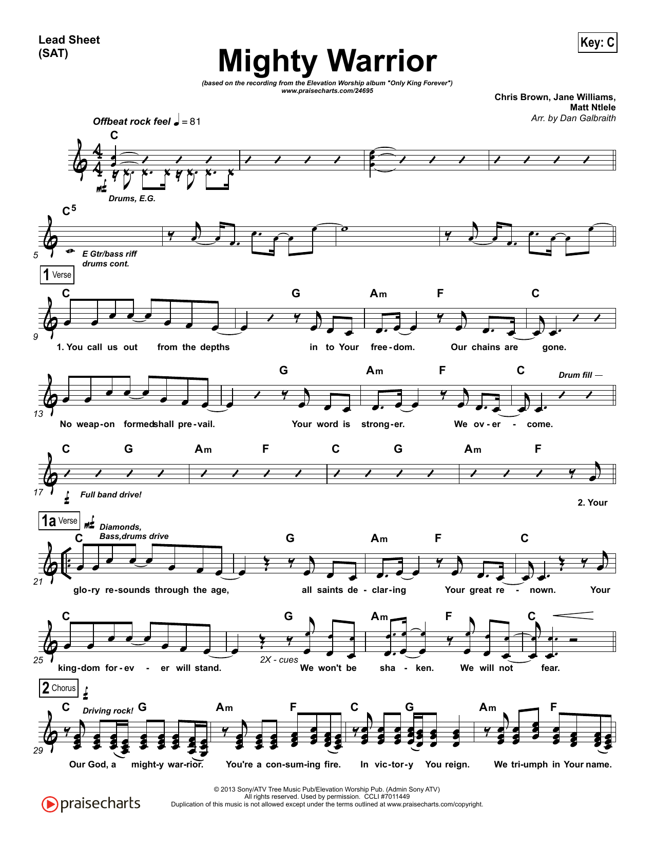 Dan Galbraith Mighty Warrior Sheet Music Notes & Chords for Lead Sheet / Fake Book - Download or Print PDF