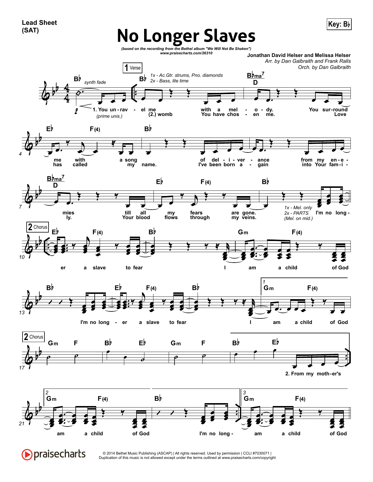 Dan Galbraith No Longer Slaves Sheet Music Notes & Chords for Lead Sheet / Fake Book - Download or Print PDF