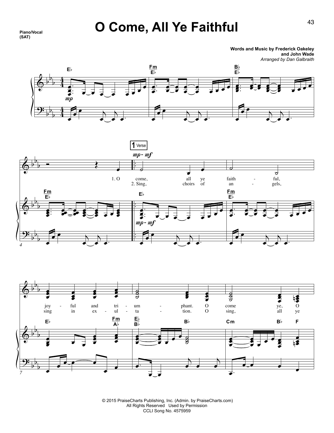 Dan Galbraith O Come, All Ye Faithful Sheet Music Notes & Chords for Piano & Vocal - Download or Print PDF