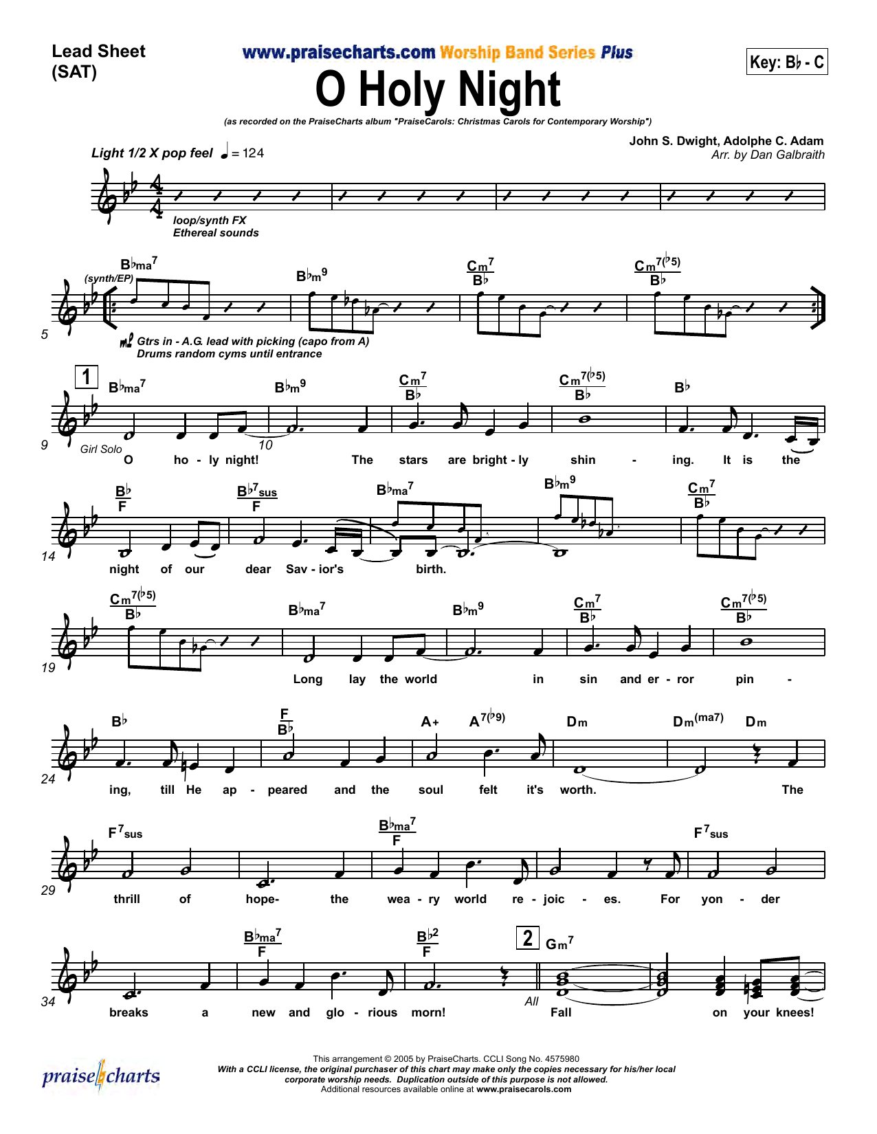 Dan Galbraith O Holy Night Sheet Music Notes & Chords for Lead Sheet / Fake Book - Download or Print PDF