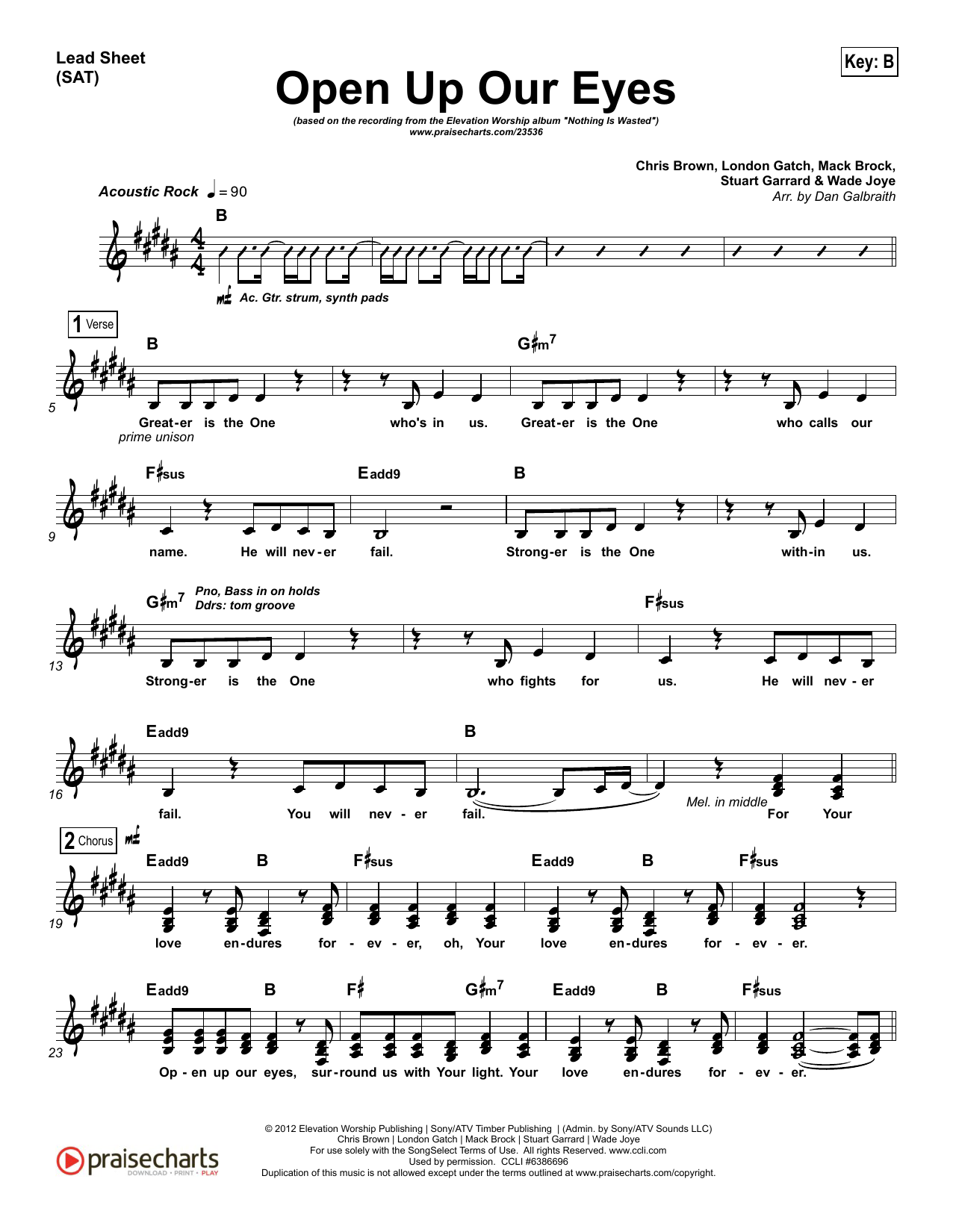 Dan Galbraith Open Up Our Eyes Sheet Music Notes & Chords for Lead Sheet / Fake Book - Download or Print PDF