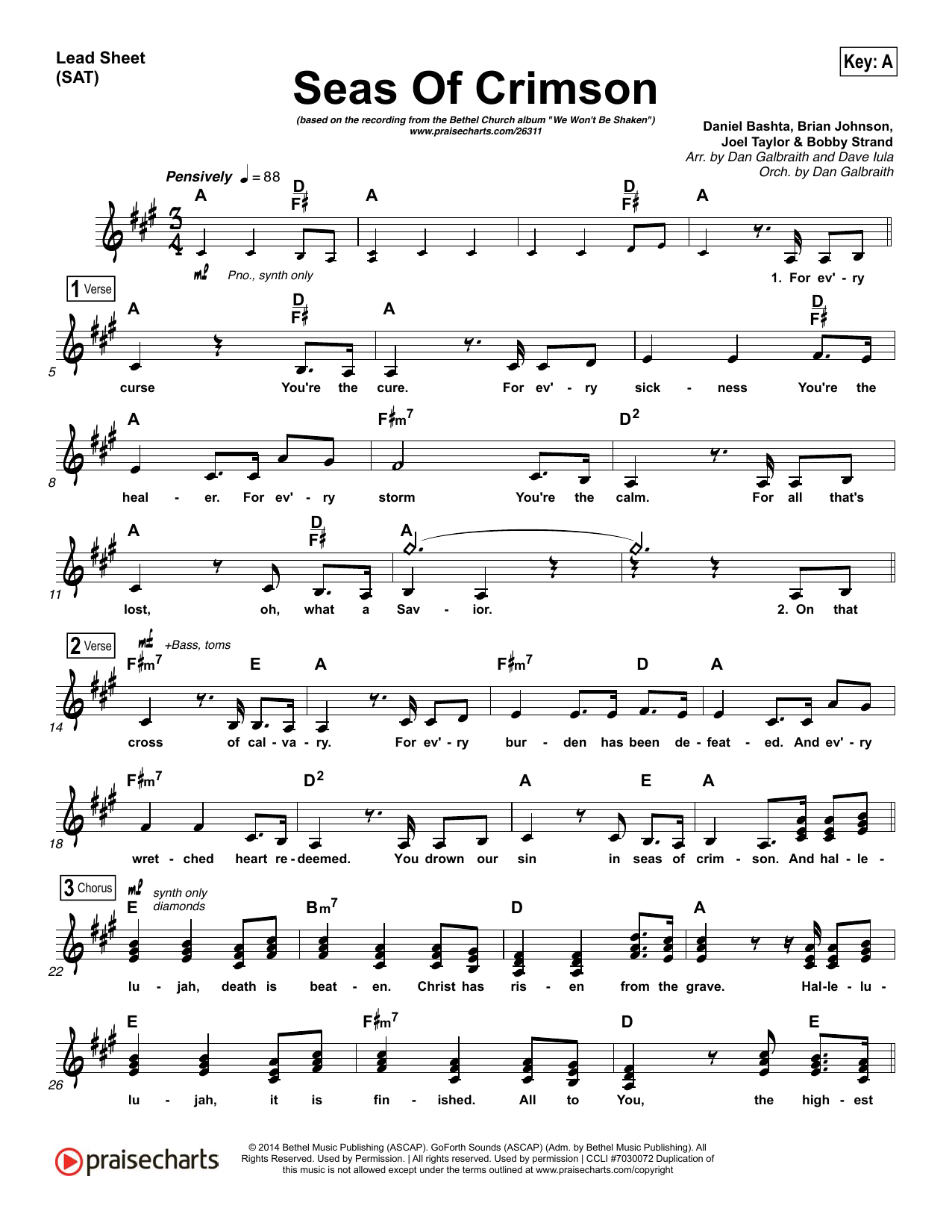 Dan Galbraith Seas Of Crimson Sheet Music Notes & Chords for Lead Sheet / Fake Book - Download or Print PDF