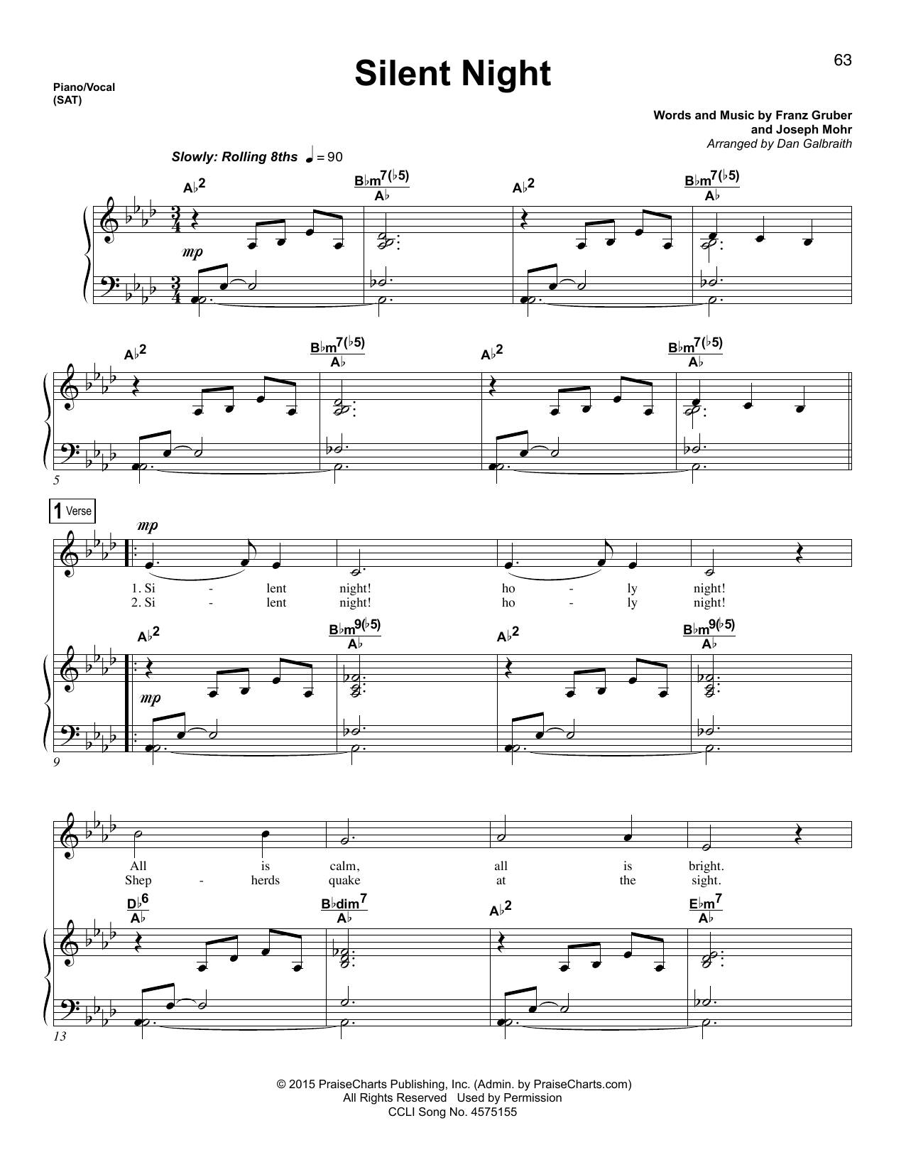 Dan Galbraith Silent Night Sheet Music Notes & Chords for Piano & Vocal - Download or Print PDF