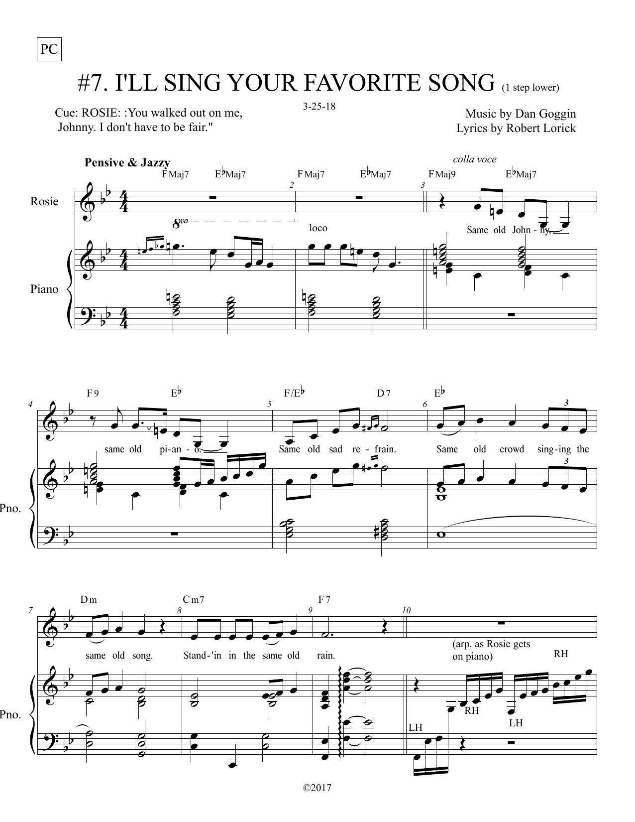 Dan Goggin & Robert Lorick I'll Sing Your Favorite Song (from Johnny Manhattan: A New Musical) Sheet Music Notes & Chords for Piano & Vocal - Download or Print PDF