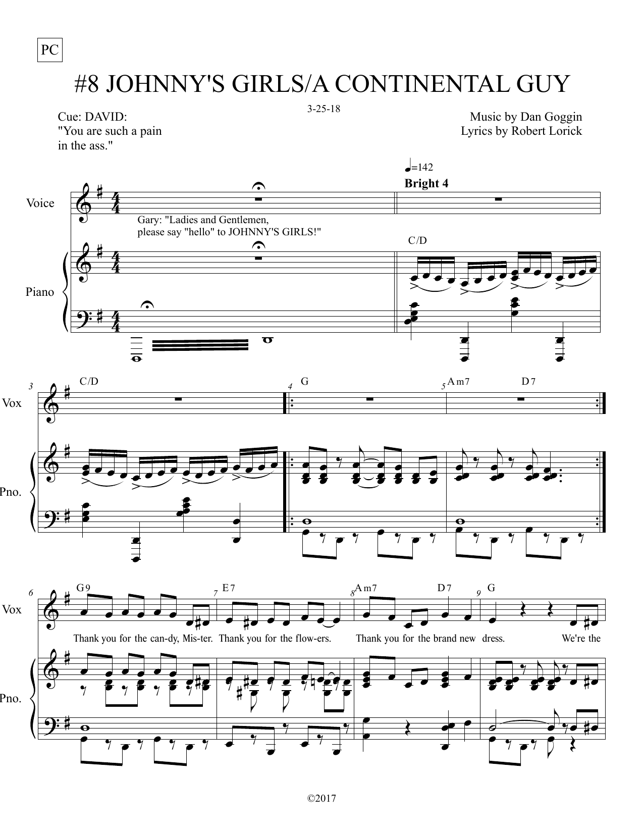 Dan Goggin & Robert Lorick Johnny's Girl / A Continental Guy (from Johnny Manhattan: A New Musical) Sheet Music Notes & Chords for Piano & Vocal - Download or Print PDF