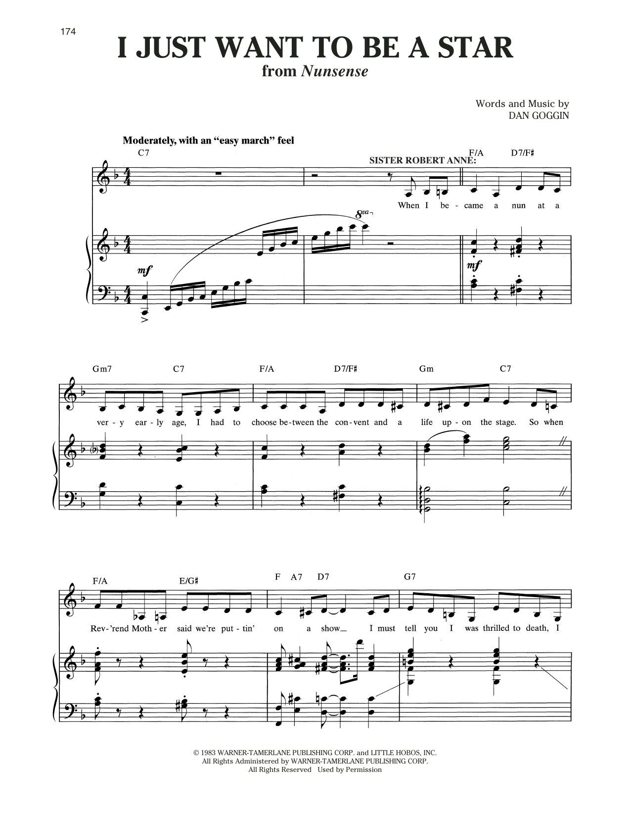 Dan Goggin I Just Want To Be A Star (from Nunsense) Sheet Music Notes & Chords for Piano & Vocal - Download or Print PDF