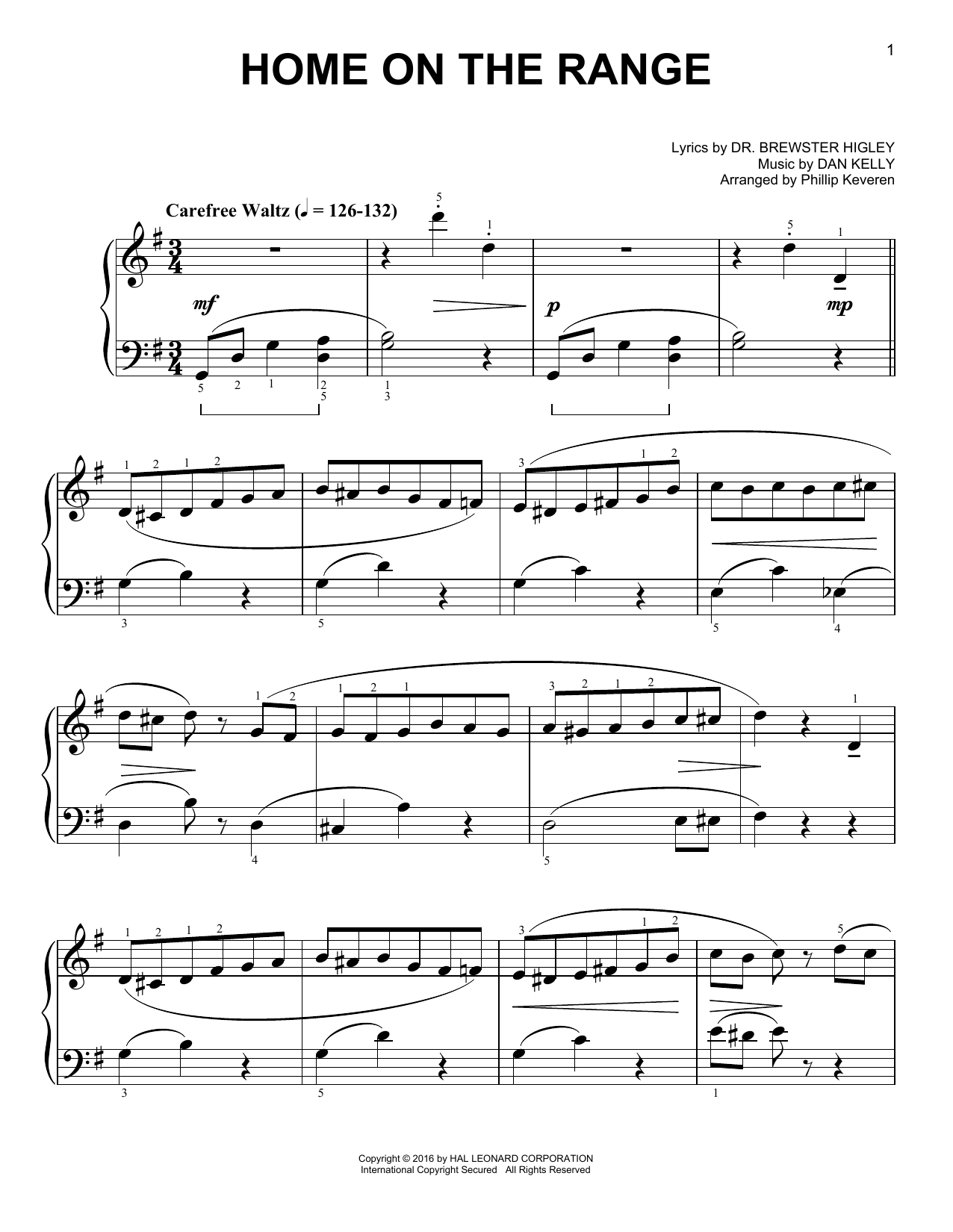 Dan Kelly Home On The Range [Classical version] (arr. Phillip Keveren) Sheet Music Notes & Chords for Easy Piano - Download or Print PDF